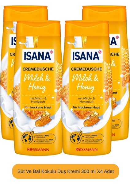 Süt ve Bal Kokulu Duş Kremi 300 ml X4 Adet