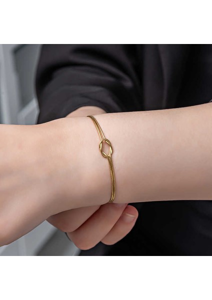 925 Ayar Gümüş Gold Aşk Düğüm Kadın Bileklik T8074 (491491) fiyatları