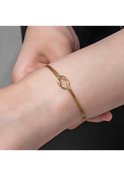 925 Ayar Gümüş Gold Aşk Düğüm Kadın Bileklik T8074 (491491) fırsatları