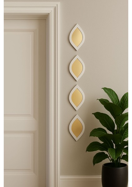 4’lü Dekoratif Yaprak Formlu Ahşaplı Ayna Seti – Modern Duvar Dekoru, Salon ve Oturma Odası Için Duvar Dekoru fiyatları