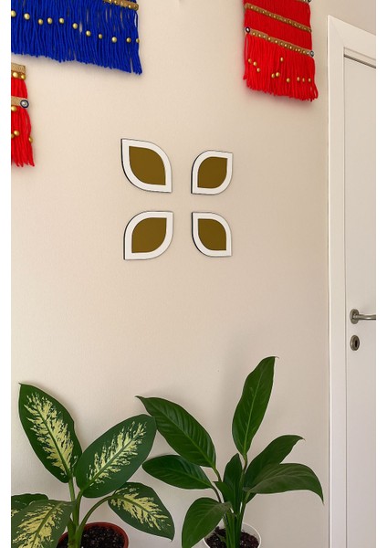 4’lü Dekoratif Yaprak Formlu Ahşaplı Ayna Seti – Modern Duvar Dekoru, Salon ve Oturma Odası Için Duvar Dekoru indirimleri