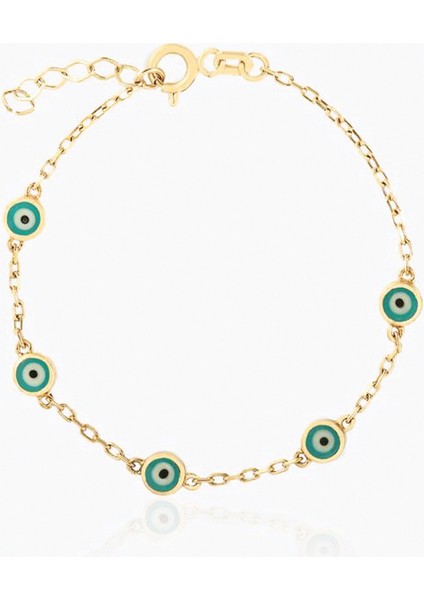 Beşli Mavi Mineli Nazar Çocuk Bilekliği