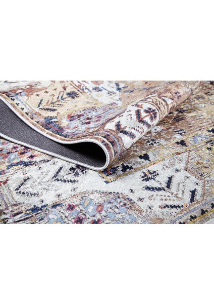 Surat Mavi Modern Etnik Desenli Makinada Yıkanabilir Hav Toz Vermez Leke Tutmayan Kaymaz Taban Dijital Makine Baskı Salon Yolluk Mutfak Halı indirimleri