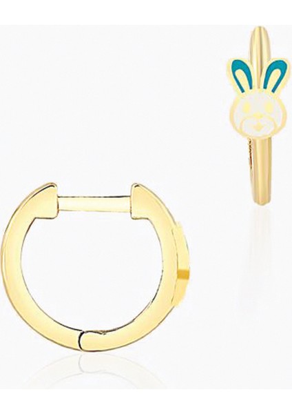 Beyaz Tavşancık Halka Çocuk Küpesi