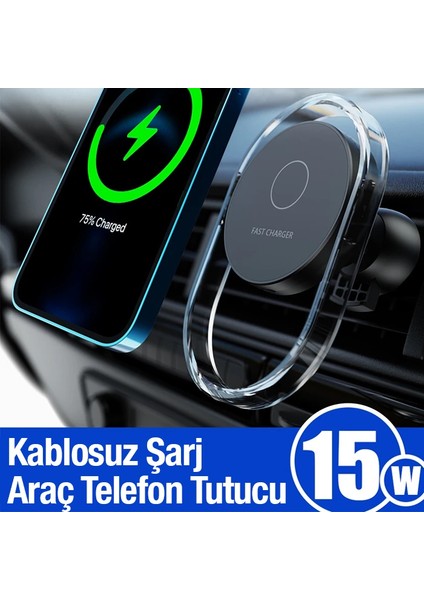 Ally 15W Klima Araç Havalandırma Bölmesi Manyetik Şeffaf Kablosuz Araç Şarj Te - BRNTEK4066-4 fırsatları