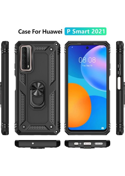Huawei P Smart 2021 Kılıf Sofya Yüzüklü Silikon Kapak - Siyah - BRNTEK2753-2200 modelleri