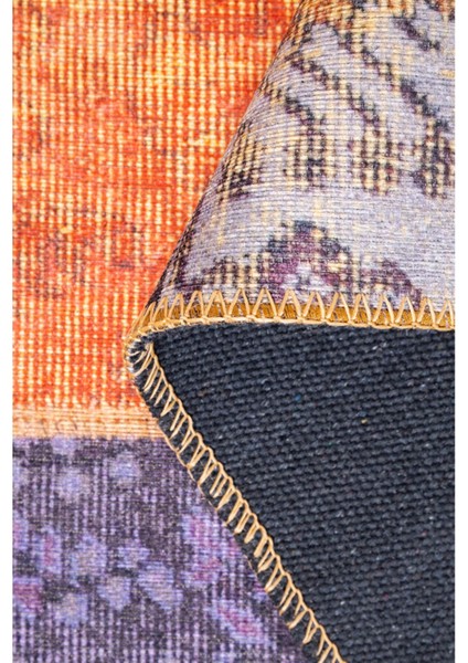 Bath Patchwork Turuncu Polyester Dikdörtgen Modern Desenli Pamuk Makinada Yıkanabilir Hav Toz Vermez Leke Tutmayan Kaymaz Taban Dijital Makine Baskı Salon Yolluk Mutfak Halı fırsatları
