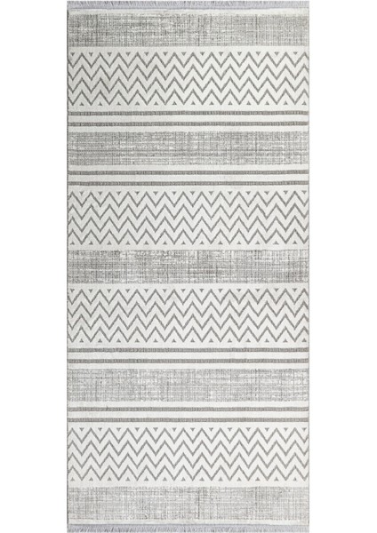 Randa Çizgili Gri Polyester Dikdörtgen Modern Desenli Akrilik Hav Vermeyen Leke Tutmayan Kolay Temizlenen Yumuşak Makine Salon Yolluk Mutfak Halı