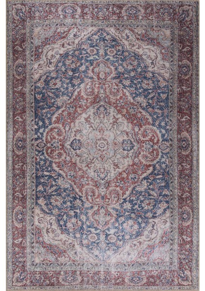 Manchester Klasik Bordo Polyester Dikdörtgen Modern Desenli Pamuk Makinada Yıkanabilir Hav Toz Vermez Leke Tutmayan Kaymaz Taban Dijital Makine Baskı Salon Yolluk Mutfak Halı