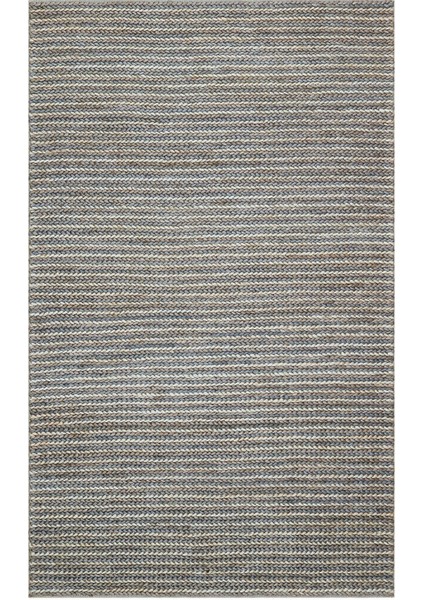 Leoben Çizgili Lacivert Jüt Dikdörtgen Modern Desenli Akrilik Hav Vermeyen Leke Tutmayan Kolay Temizlenen Yumuşak Makine Salon Yolluk Jüt Halı