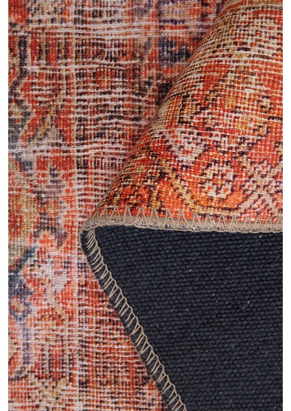 Oxford Klasik Turuncu Polyester Dikdörtgen Modern Desenli Pamuk Makinada Yıkanabilir Hav Toz Vermez Leke Tutmayan Kaymaz Taban Dijital Makine Baskı Salon Yolluk Mutfak Halı modelleri