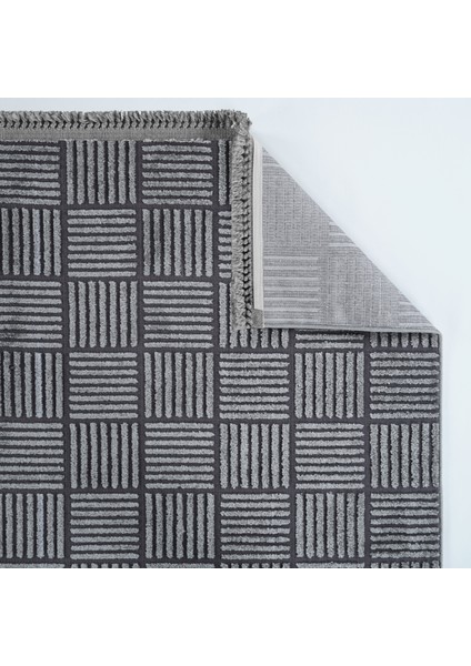 Antrasit Geometrik Etnik Modern Desenli Hav Vermeyen Leke Tutmayan Kolay Temizlenen Yumuşak Makine Salon Yolluk Mutfak Halı fırsatları