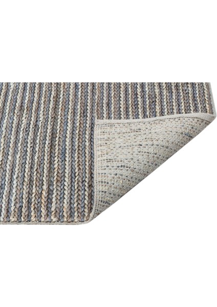 Leoben Çizgili Lacivert Jüt Dikdörtgen Modern Desenli Akrilik Hav Vermeyen Leke Tutmayan Kolay Temizlenen Yumuşak Makine Salon Yolluk Jüt Halı fırsatları