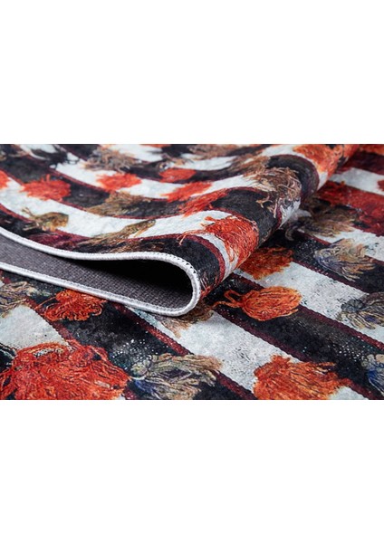 Indore Turuncu Modern Etnik Desenli Makinada Yıkanabilir Hav Toz Vermez Leke Tutmayan Kaymaz Taban Dijital Makine Baskı Salon Yolluk Mutfak Halı fırsatları