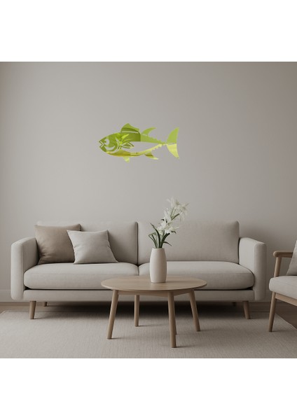 Modern Orkinos Balığı Tasarımlı Dekoratif Duvar Altın Aynalı Tablosu - BRNTEK9922-3738