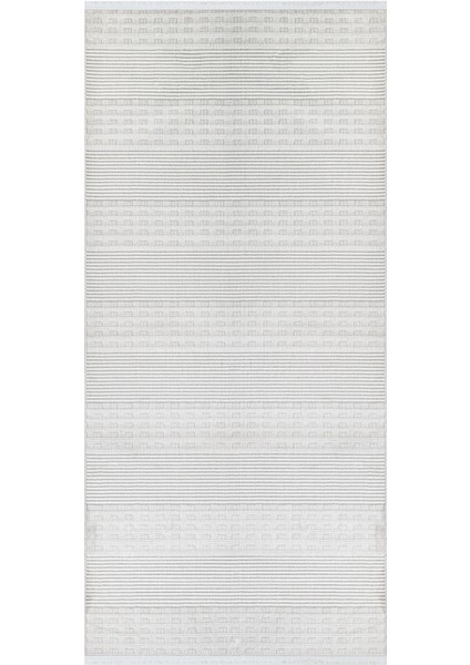 Rana Çizgili Beyaz Polyester Kare Modern Desenli Akrilik Hav Vermeyen Leke Tutmayan Kolay Temizlenen Yumuşak Makine Salon Yolluk Mutfak Halı