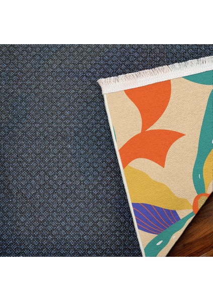 Figürlü Turuncu Pamuk Dikdörtgen Modern Desenli Pamuk Makinada Yıkanabilir Hav Toz Vermez Leke Tutmayan Kaymaz Taban Dijital Makine Baskı Salon Yolluk Mutfak Halı indirimleri