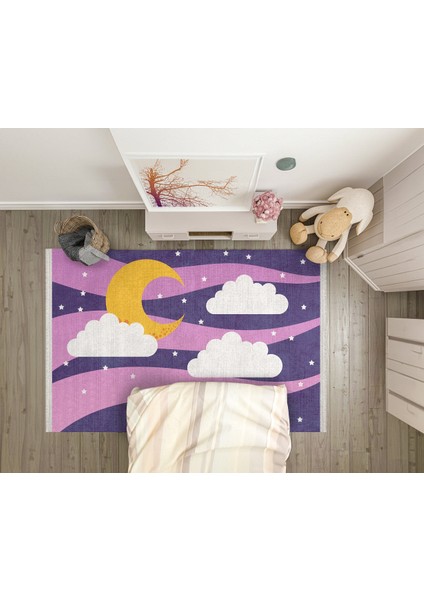 Figürlü Mor Pamuk Dikdörtgen Modern Desenli Pamuk Makinada Yıkanabilir Hav Toz Vermez Leke Tutmayan Kaymaz Taban Dijital Makine Baskı Salon Yolluk Mutfak Halı modelleri