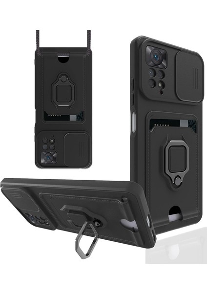 Xiaomi Redmi Note 12 Pro 4g Kılıf Zuma Kartvizitli Yüzüklü Silikon - Siyah - BRNTEK2475-3974