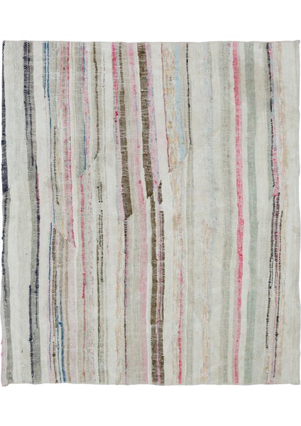 Teselya Bej Çizgili Yün Modern Desenli Yün Hav Toz Vermez Leke Tutmayan Salon Yolluk Mutfak El Dokuma Halı