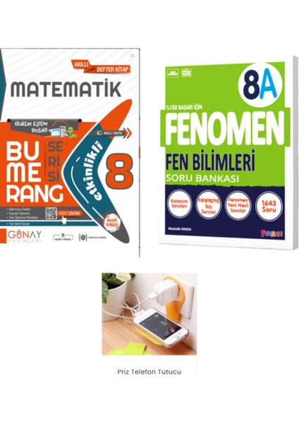 2026 Bumerang 8.sınıf Matematik Konu Anlatım + Fenomen 8A Fen Soru Bankası Set Priz Tutuculu