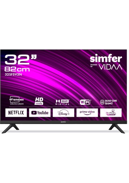 32sfsv3n 32" 82 Ekran Uydu Alıcılı Hd Ready Vıdaa Smart Led Tv