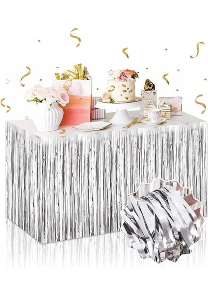 Gümüş Metalize Masa Eteği 275X75 cm – Kendinden Yapışkanlı (4887)