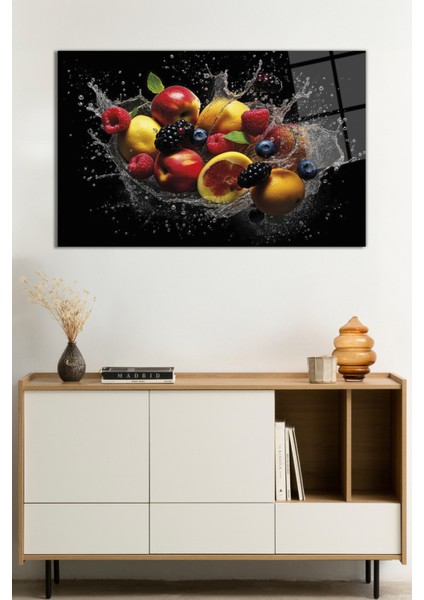 Su Içinde Renkli Meyveler Cam Tablo, Darbelere Dayanıklı Kırılmaz Cam, Hediyelik