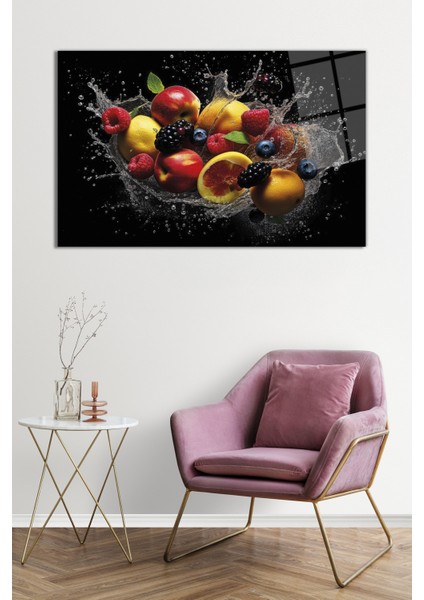 Su Içinde Renkli Meyveler Cam Tablo, Darbelere Dayanıklı Kırılmaz Cam, Hediyelik fiyatları