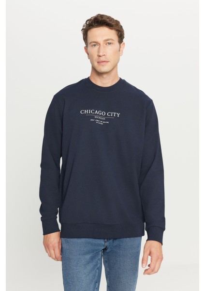 Pamuklu Standart Fit Normal Kesim Bisiklet Yaka Sweatshirt