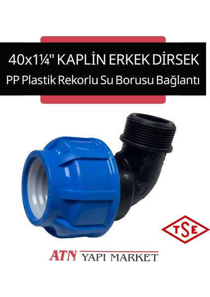 40x1¼" Kaplin Erkek Dirsek - PP Plastik Rekorlu Su Borusu Bağlantı Dirseği