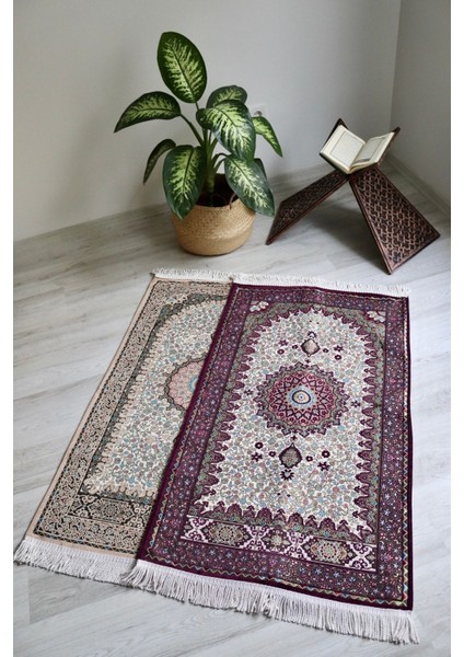 Osmanlı Desen Astarlı Lüks Seccade S1018 Krem