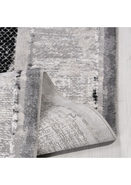 Gri Çerçeveli Etnik Modern Desenli Hav Vermeyen Leke Tutmayan Kolay Temizlenen Yumuşak Makine Salon Yolluk Mutfak Halı fiyatları