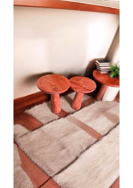 Şık Tasarımlı Masif Ahşap Yan Sehpa – 2’li Maun Renk Zigon ve Fiskos Sehpa fiyatları