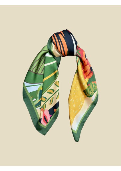 Scarf Yeşil Bahar Desenli Fular 70*70 fiyatları