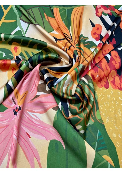 Scarf Yeşil Bahar Desenli Fular 70*70 fırsatları