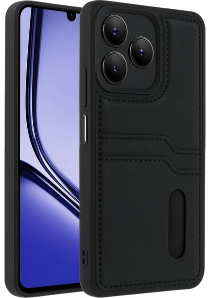 Realme Note 50 4g Kılıf Sara Kartvizitli Deri Kılıf - Siyah Zrnet