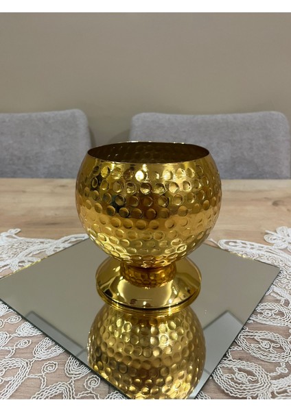 Gold Ayaklı Dövmeli Aranjman Vazosu