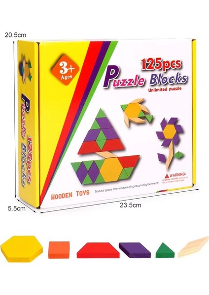 Ahşap 125 Parça Puzzle Tangram Blok Seti modelleri