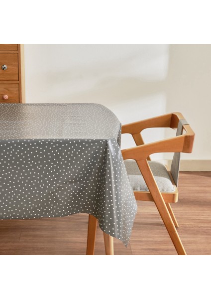 Luna Puantiyeli Pvc Masa Örtüsü Antrasit