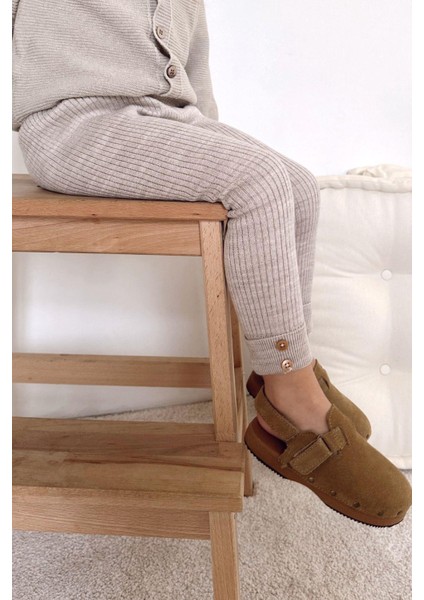 Örme Kumaş Fitilli Düğme Detaylı Duble Paça Unisex Çocuk Taytı