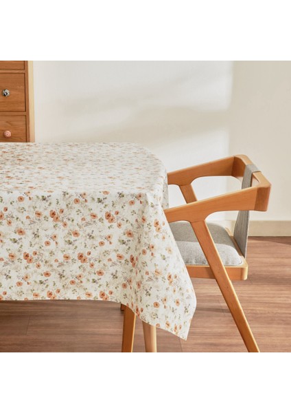 Dora Çiçekli Pvc Masa Örtüsü Turuncu