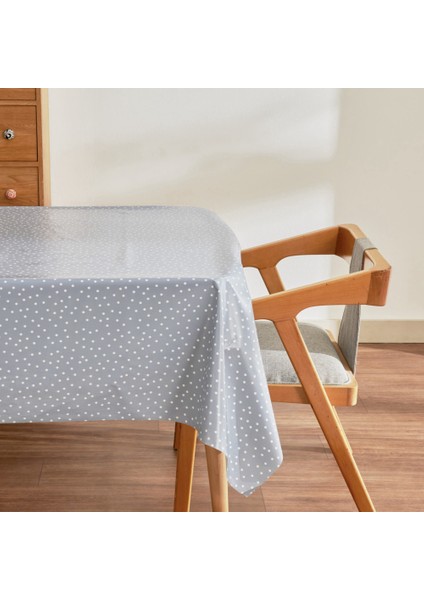 Luna Puantiyeli Pvc Masa Örtüsü Mavi
