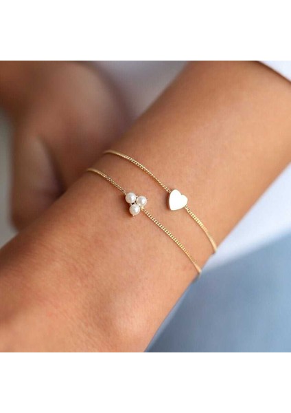 Incili Kalpli Ikili Bileklik