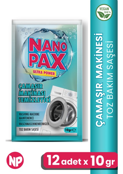 Çamaşır Makinesi Temizleyici Toz Bakım Saşesi (12 Adet x 10GR)
