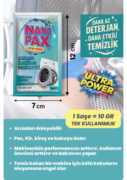 Çamaşır Makinesi Temizleyici Toz Bakım Saşesi (12 Adet x 10GR) fırsatları