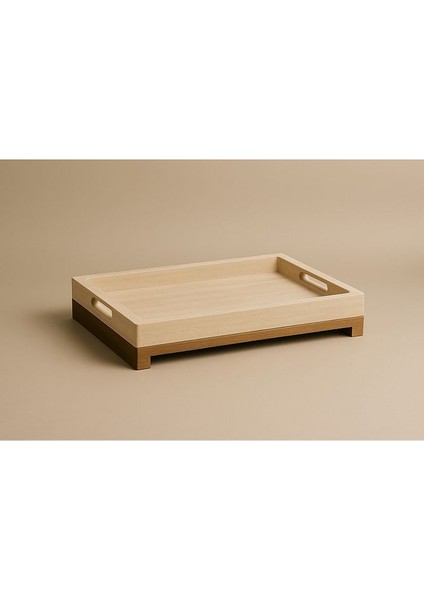 Home Traverten / Mermer Serisi Doğal Taş ve Masif Ahşap Servis Tepsisi – 40X27 cm