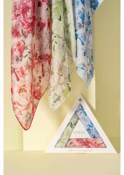 Kadın Ephedra Soft Eşarp Paketi (Indigo-Yeşil-Krem Bordo)