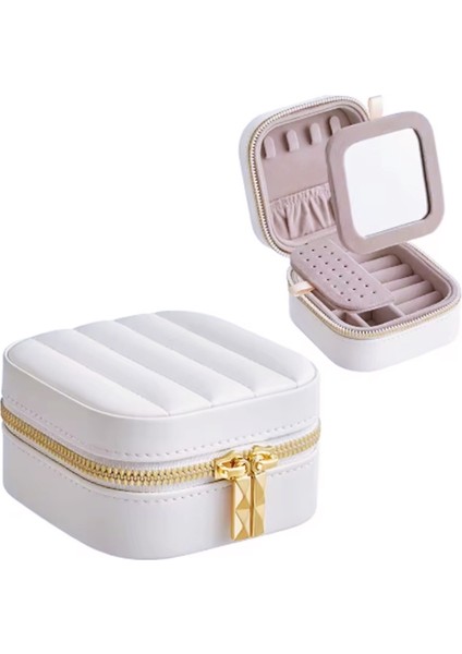 Mk-35 Gold Detaylı Takı Organizeri Lüks Mücevher Takı Kutusu - Altın Yüzük Küpe Kolye Saklama Kutusu