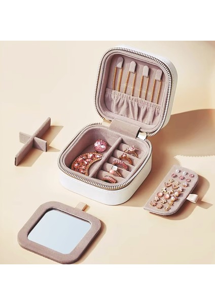 Mk-35 Gold Detaylı Takı Organizeri Lüks Mücevher Takı Kutusu - Altın Yüzük Küpe Kolye Saklama Kutusu